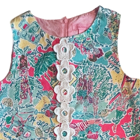 Lilly Pulitzer Shift Dress Sugar Rushin All Over Print Bow Details Cotton Lined - Picture 4 of 16